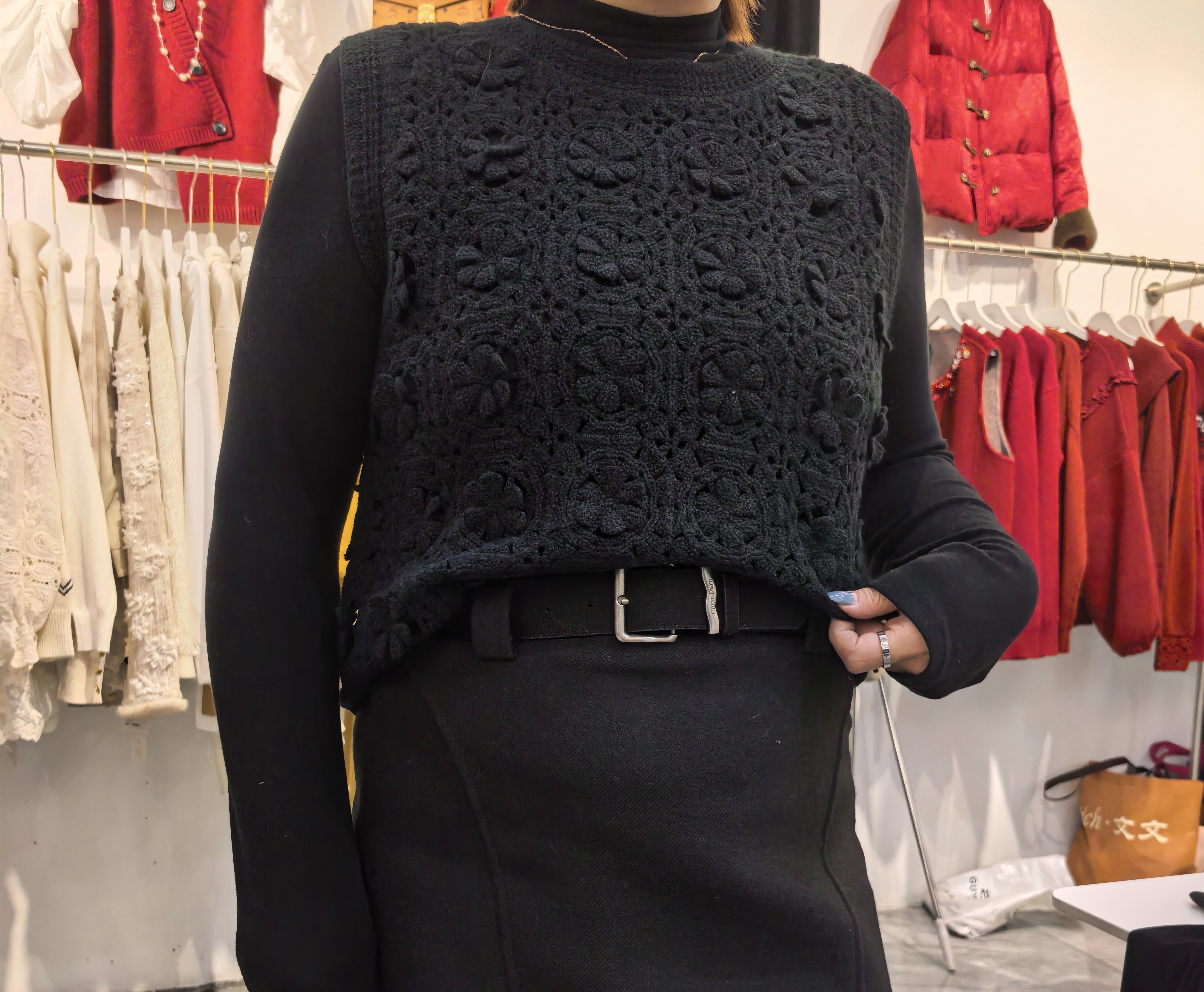 秋冬新款半高领宽松百搭针织两件套加厚内搭女时尚显瘦