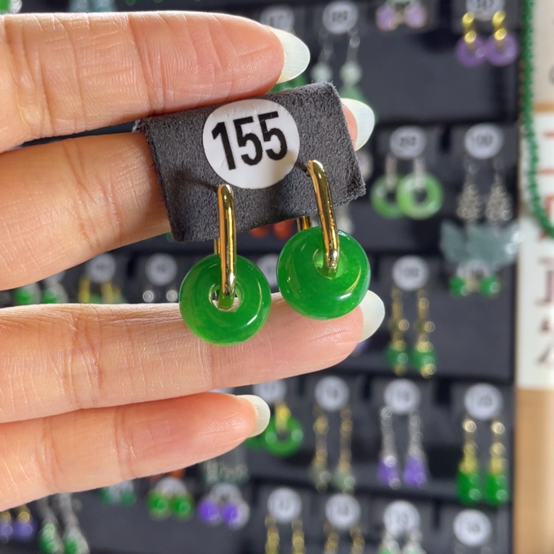 银S925镶嵌翡翠耳饰155