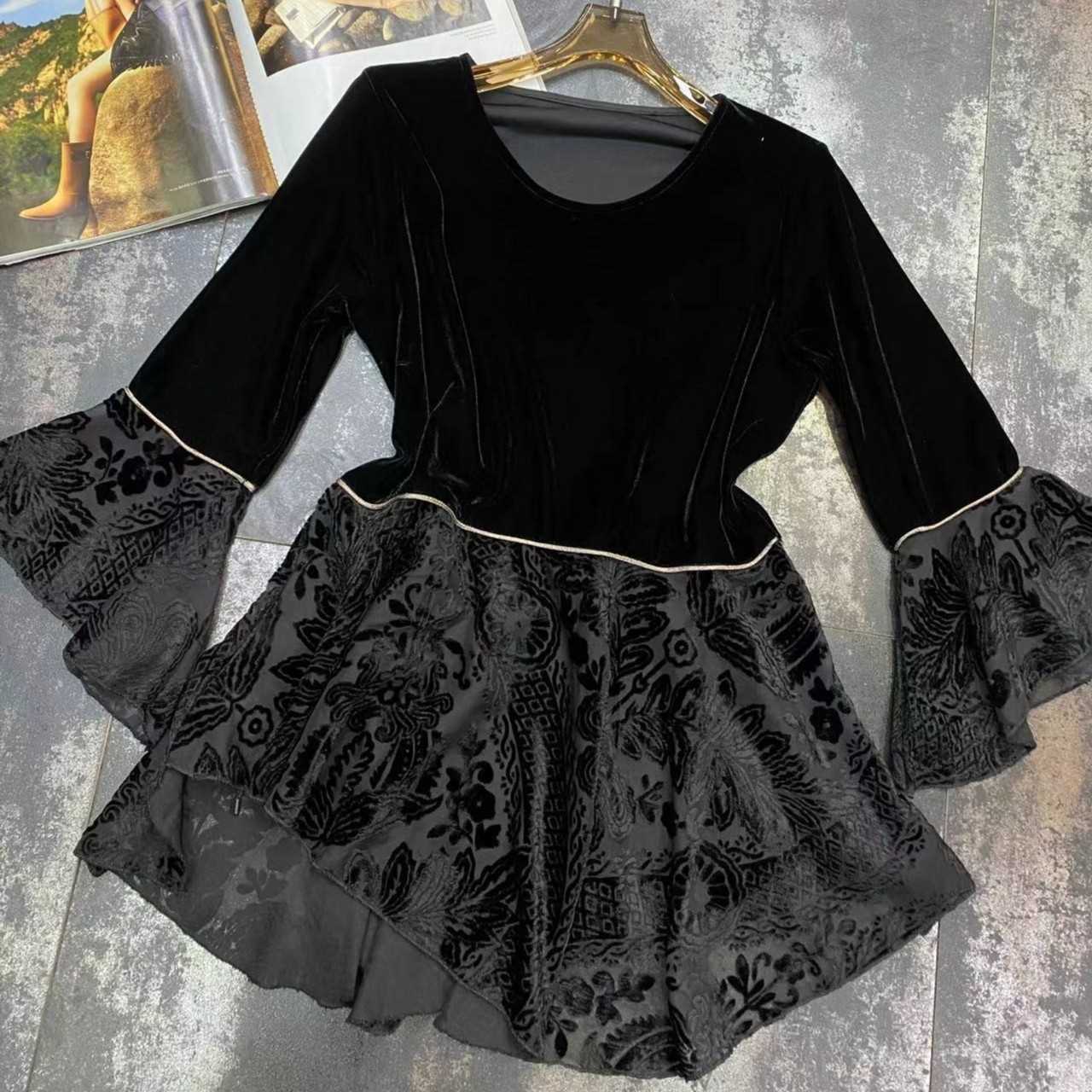 （现货）2025秋冬新款丝绒弹力下摆衫325