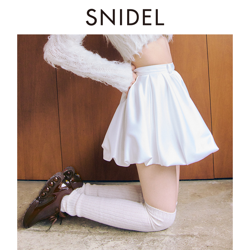 SNIDEL2025春夏新品甜美高腰芭蕾风花苞半身裙短裙裤SWFP251177