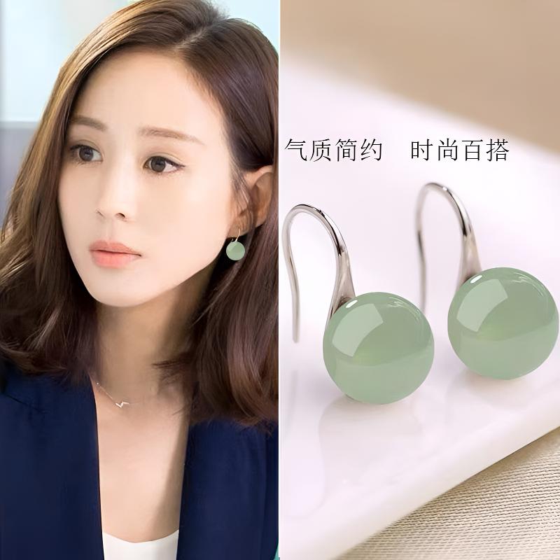 气质爆款东陵玉高跟鞋耳环女时尚高级感2025年新款百搭清爽耳饰品