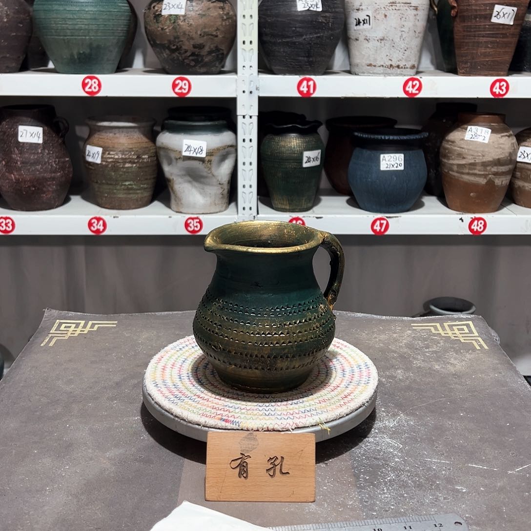 红陶福利小绿壶一个有孔有孔