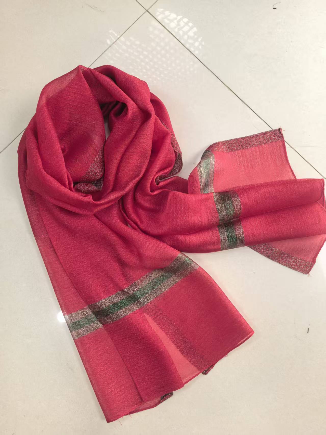 C307 红色C满天星 桑蚕丝羊毛围巾丝巾披肩通用75*180