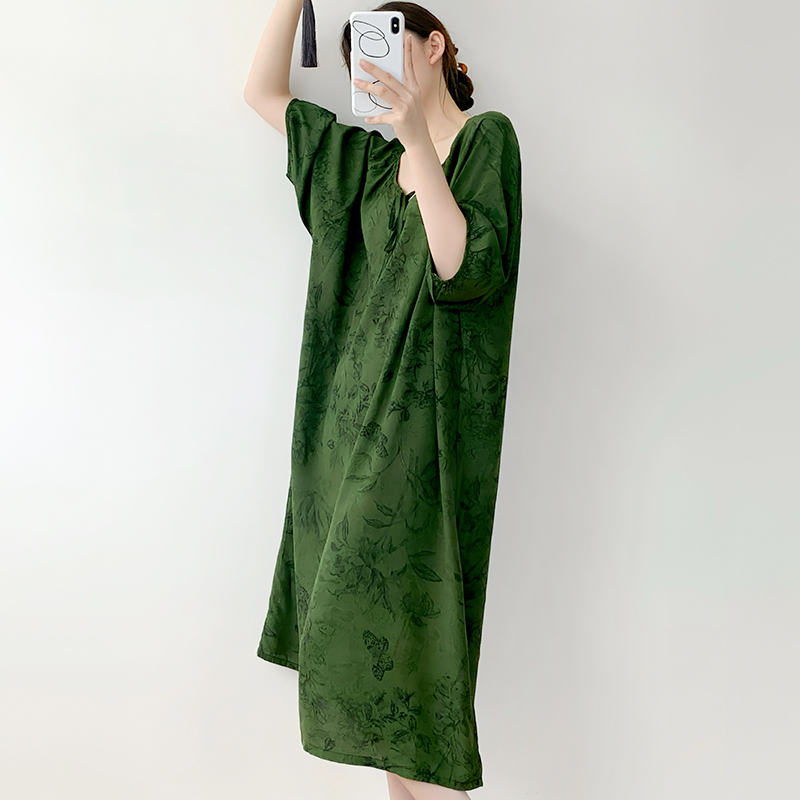 喜诗服饰棉绸睡裙女夏天宽松薄款棉绸睡衣新中式可外穿爆款睡衣