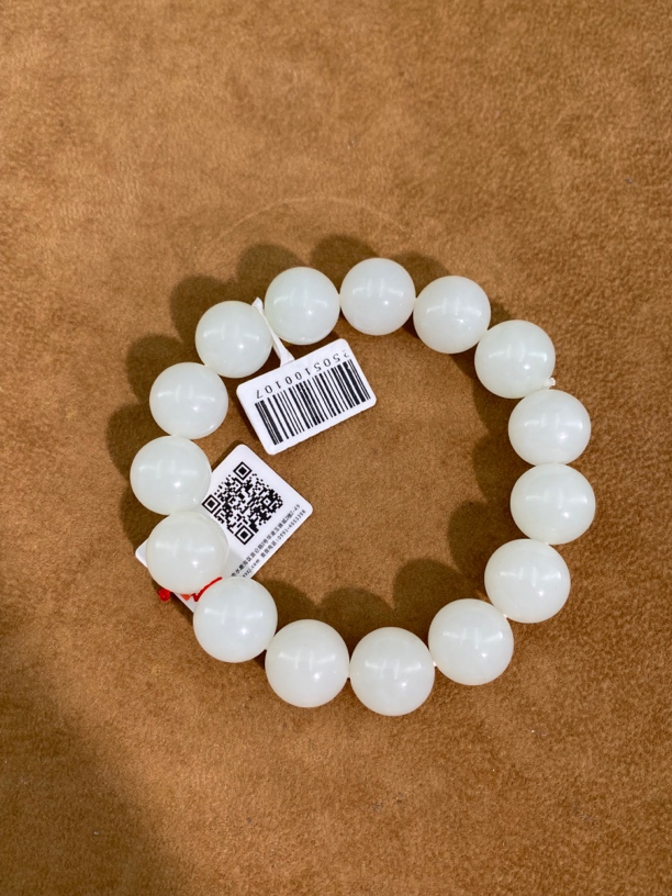 天然和田玉白玉圆珠手串卡15