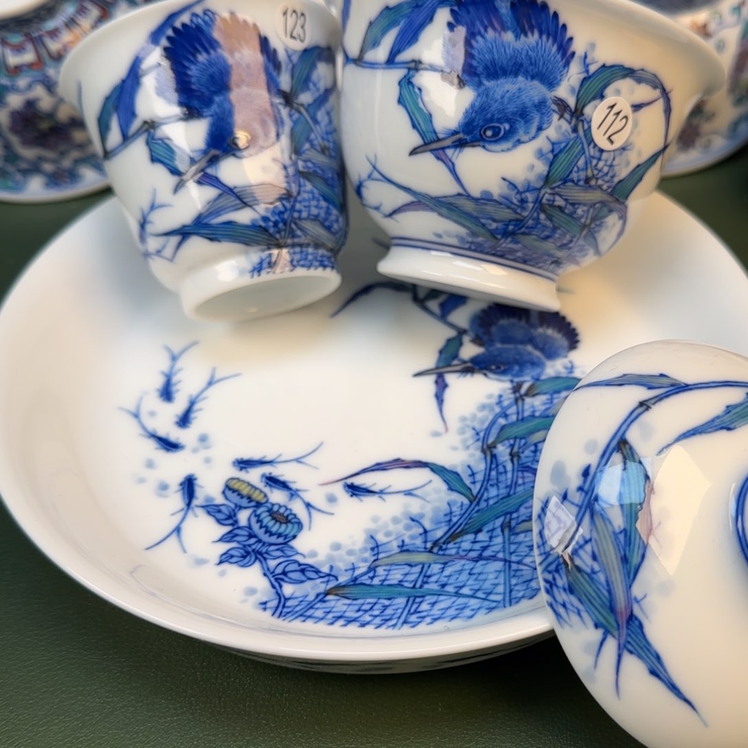 彦祖纯手工手绘茶具单翠三件套