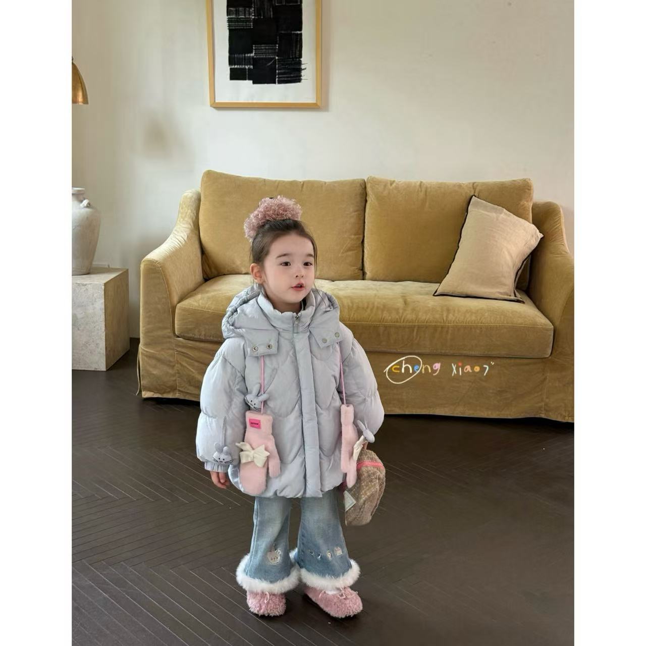 橙小七•正品25年冬款蓝色可爱女童兔子羽儿童·绒服汉服55503