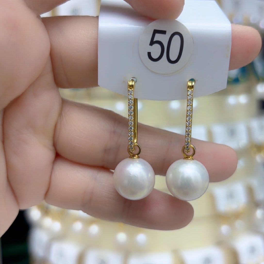 淡水珍珠耳饰银S925镶嵌