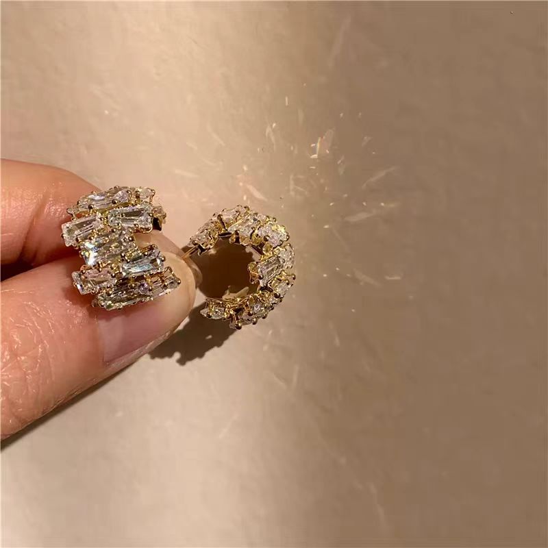 铜合金耳饰 精美耳钉满钻轻奢高级感超强保色