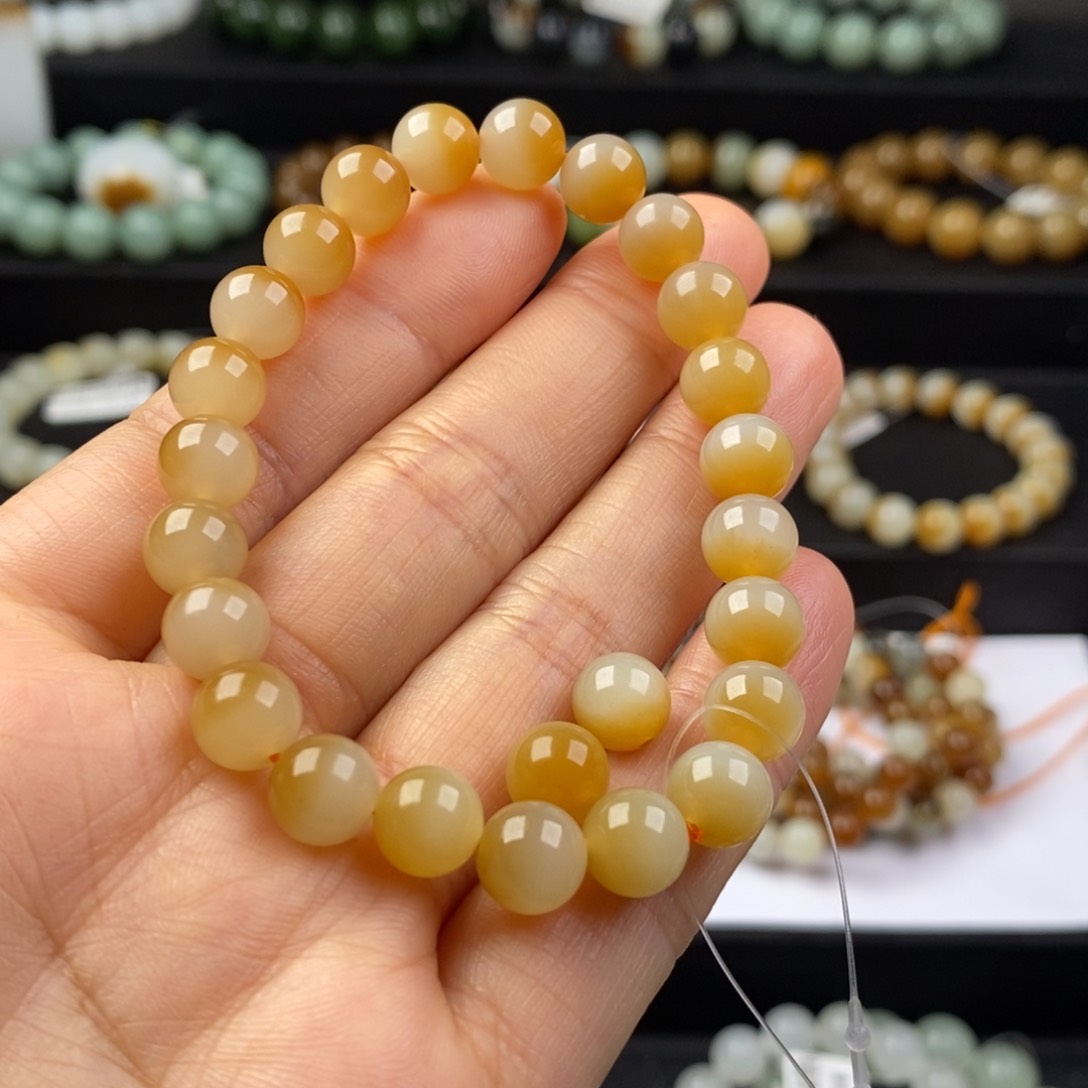 和田玉手串未镶嵌圆*滚