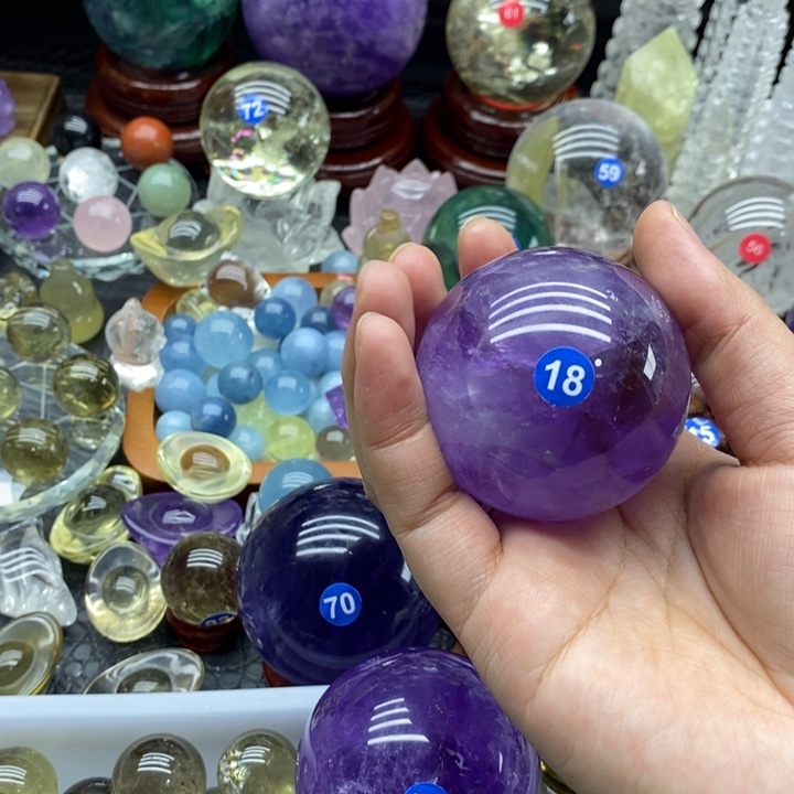 丸***)石材天然紫水晶球