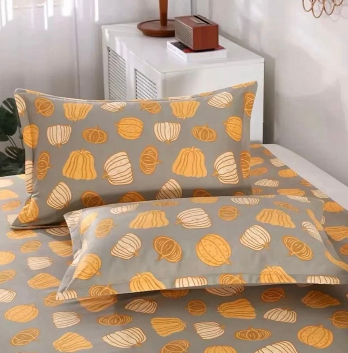 暖暖南瓜灰枕套一对（48*74cm)