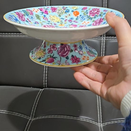 瓷片微瑕珐琅彩万花7.5寸1个果盘66666