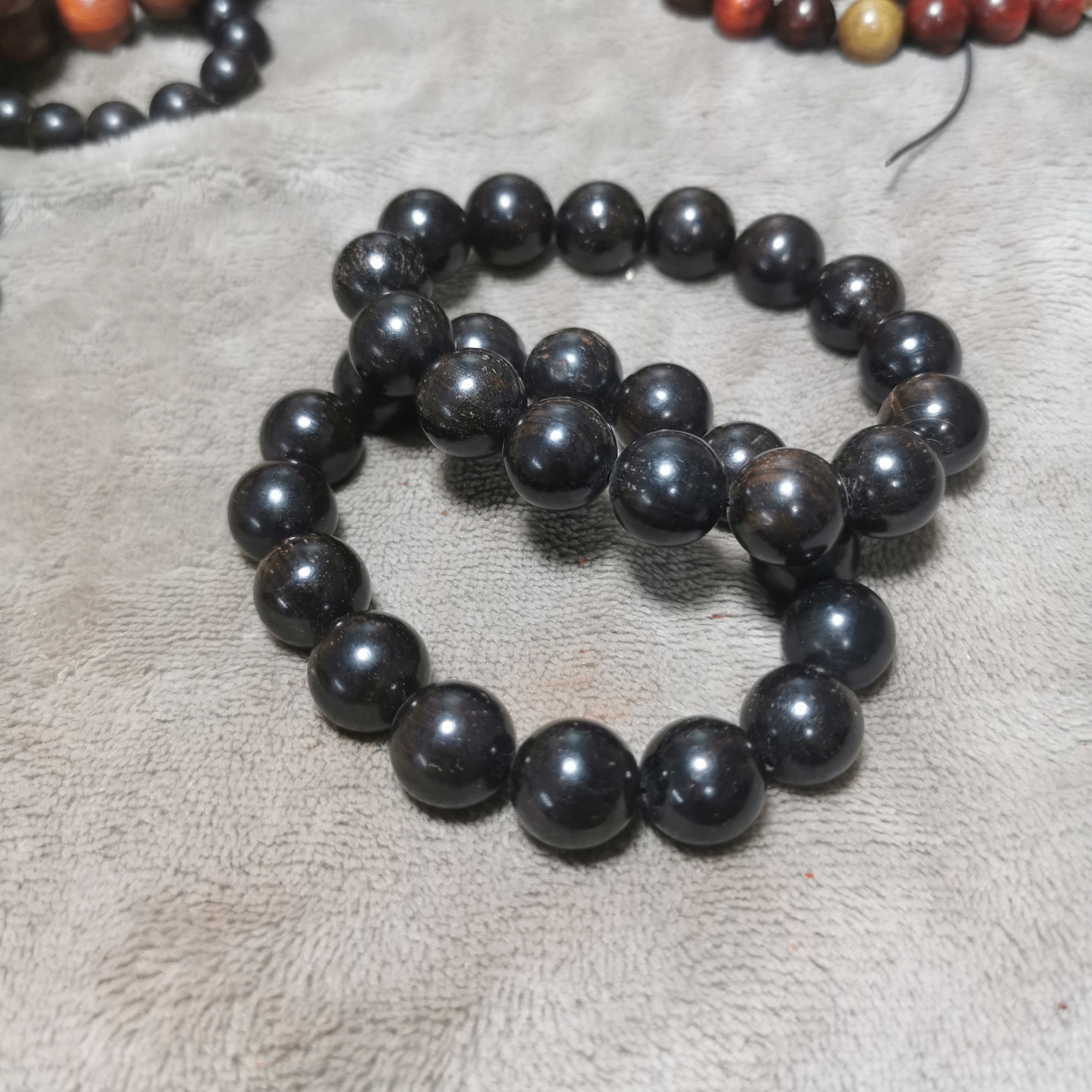 紫光檀手串15尺寸，无胶，无蜡，无漆，纯手工制作