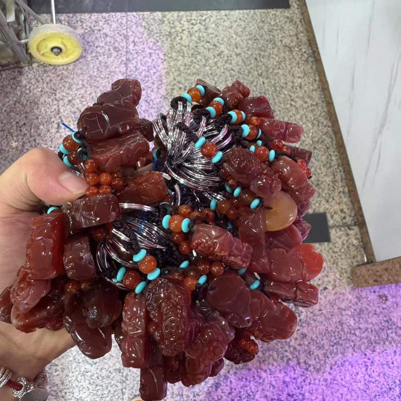 天然冰红玛瑙貔貅钥匙扣-多样性发一