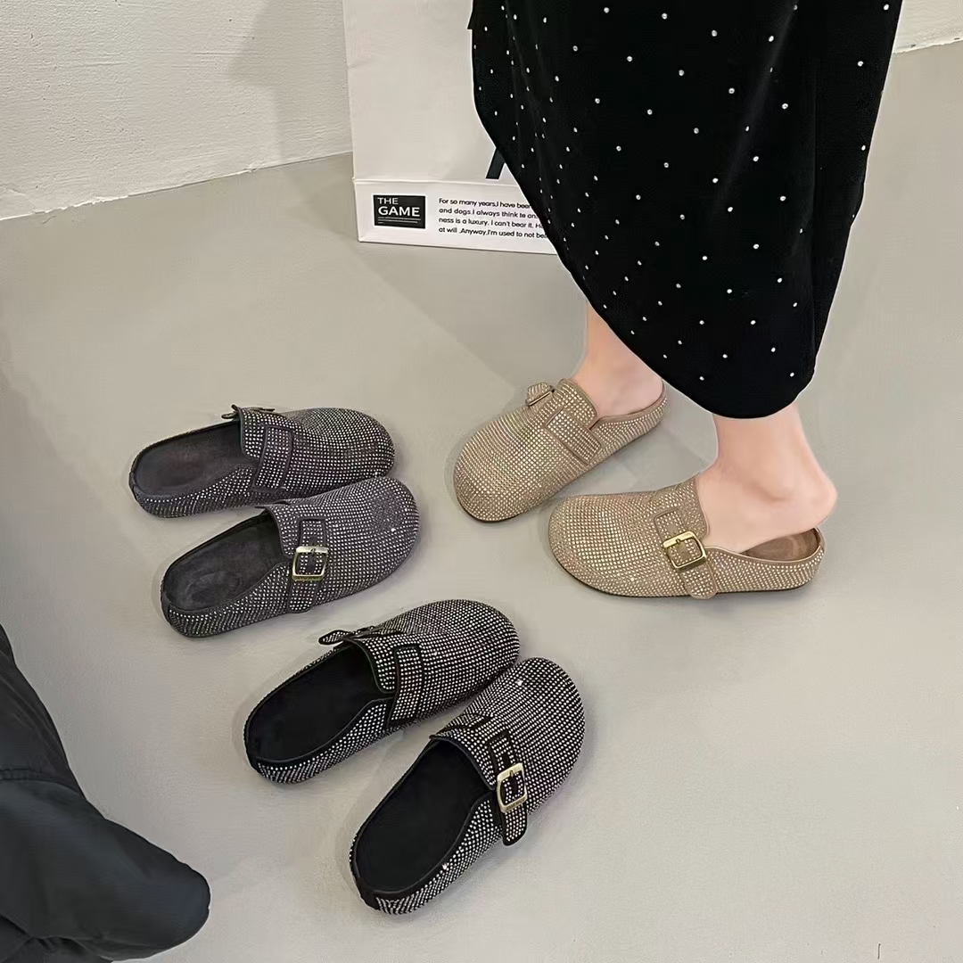 633-8满钻小香风网红时尚休闲百搭包头拖