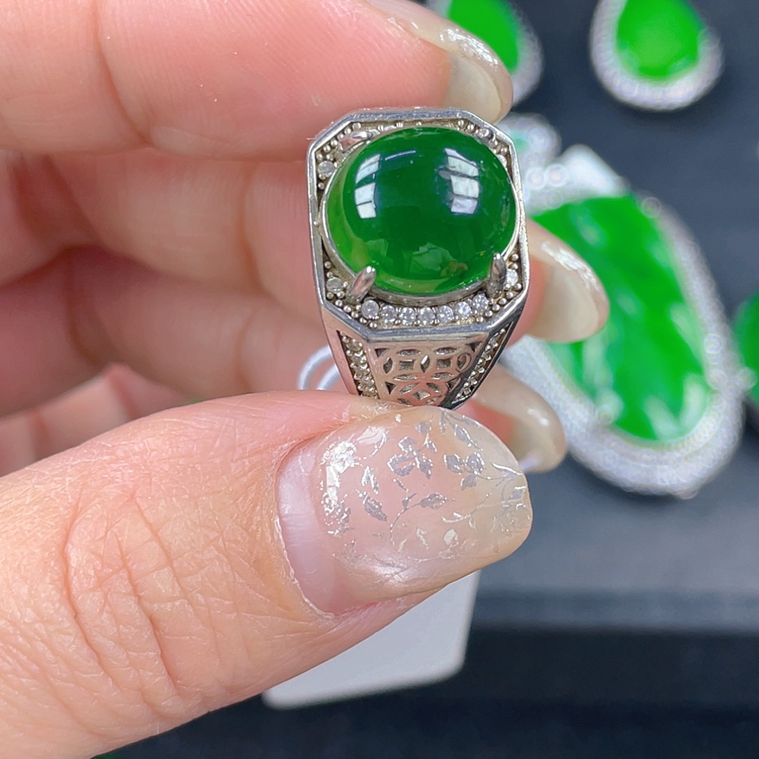 翡翠吊坠(不含链)银S925镶嵌