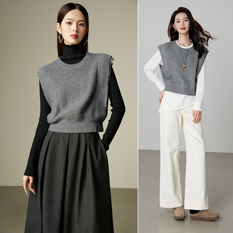 【新品】2025圆领上衣针织马甲女25052516