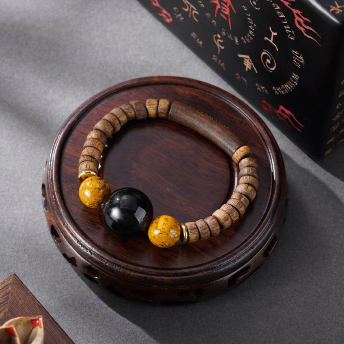 合金木质琉璃手链 臻品手串-万贯锦