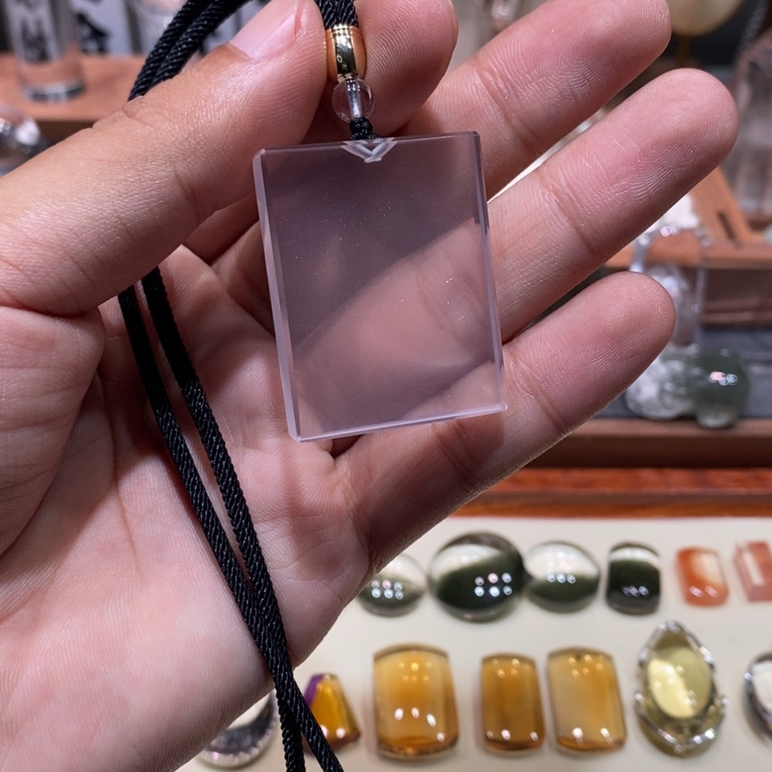 未镶嵌水晶颈饰全净体粉水无事牌