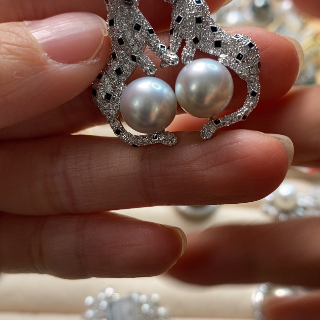海水珍珠耳饰银S925镶嵌