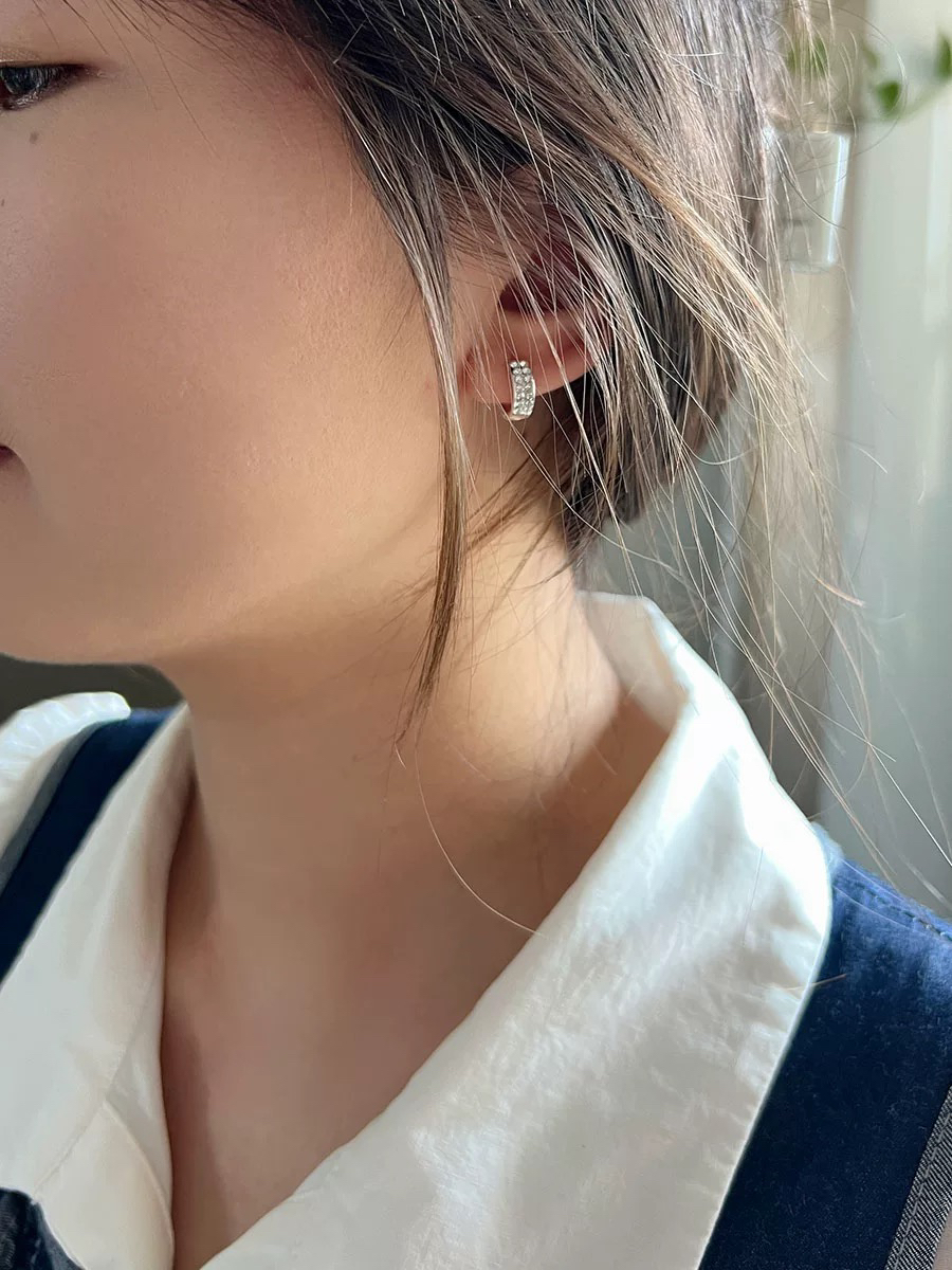 铜合金耳饰 1068 「恋空」简约小耳圈质感耳骨钉圆素圈圈小众耳环