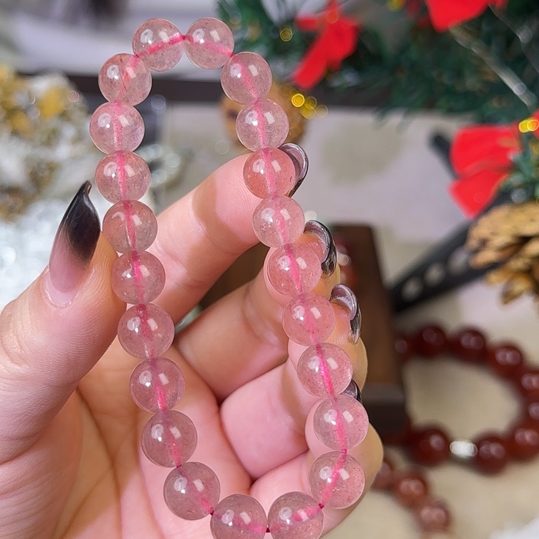 未镶嵌水晶手链草莓晶8mm+