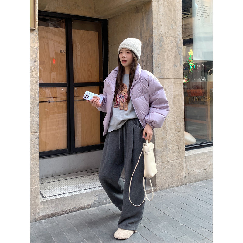 ALINDM【温暖降噪】大码微胖mm立领保暖面包服短款羽绒服-AS26110