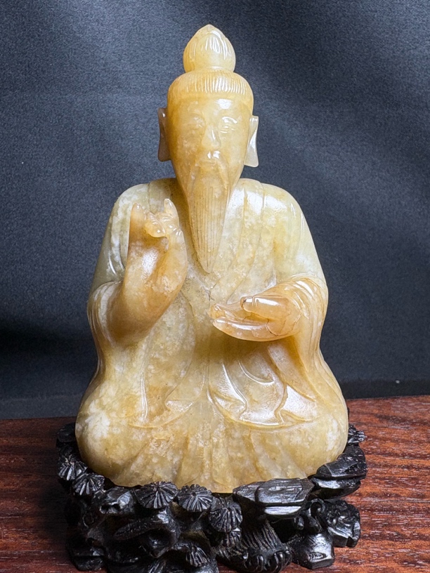 明清和田玉 道教老子造像尺寸89×56×34mm 重177克