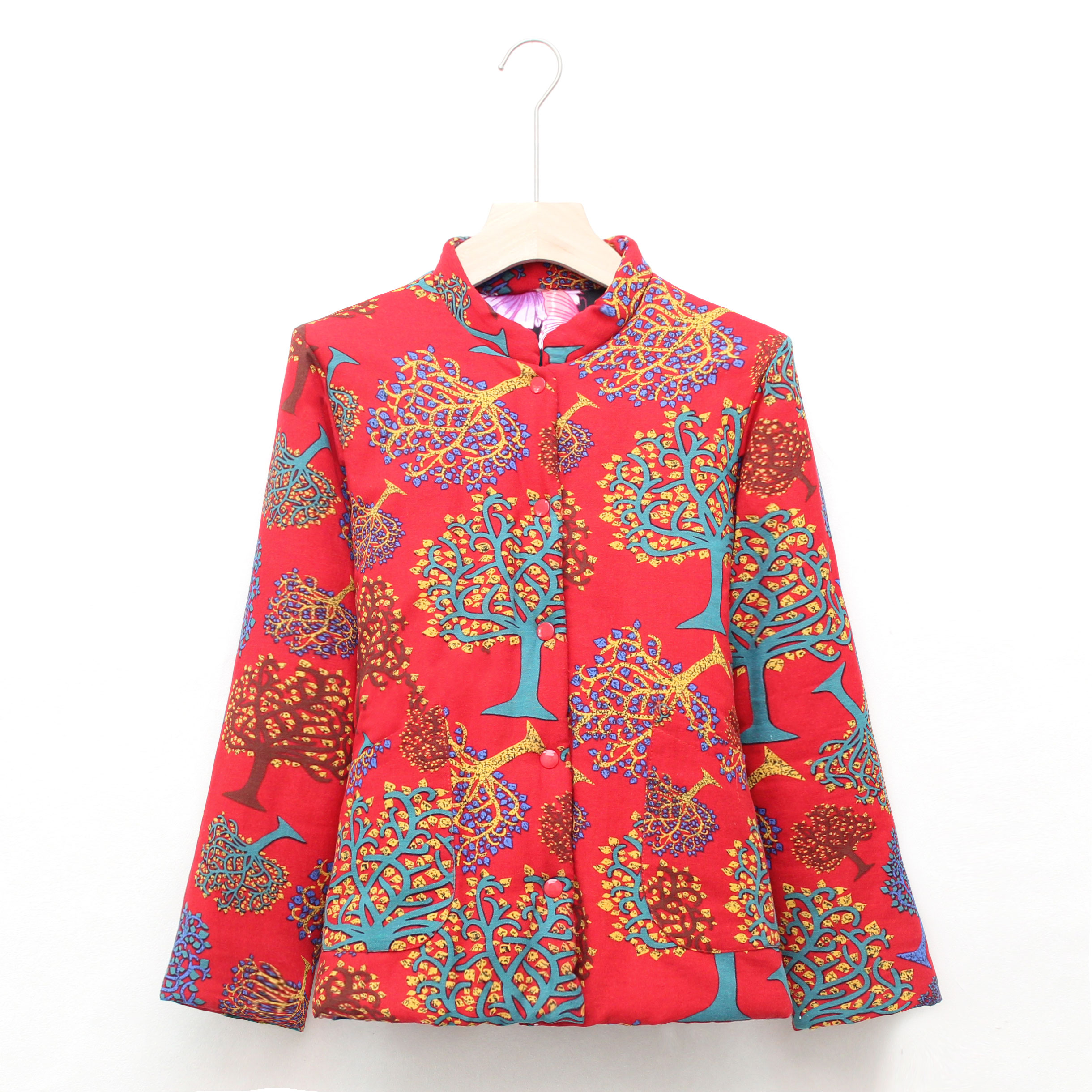 『红色系棉麻』纯棉新疆冬季棉花棉上衣外套棉服女士短棉袄外穿家居