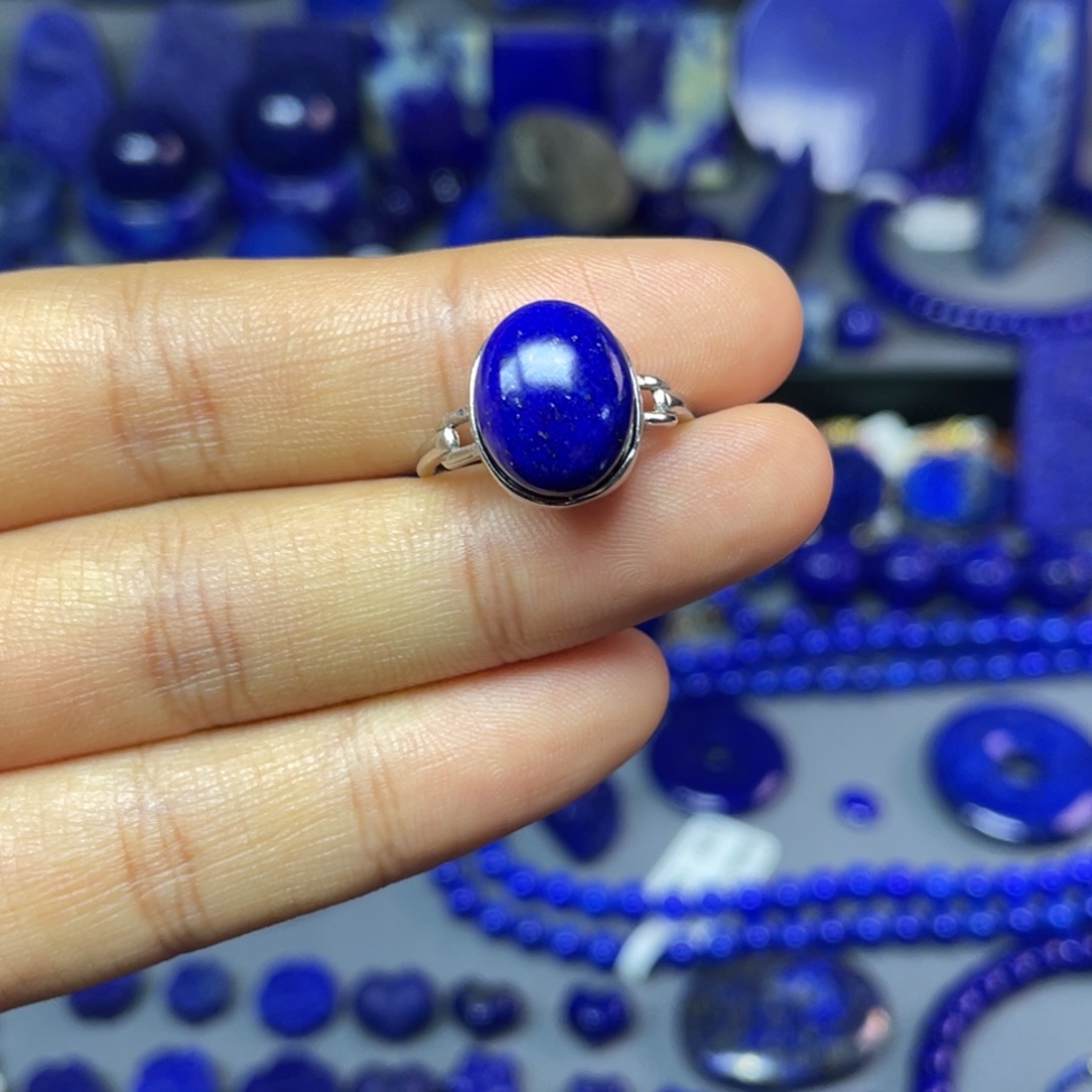 青金石银S925镶嵌戒指（可调节）