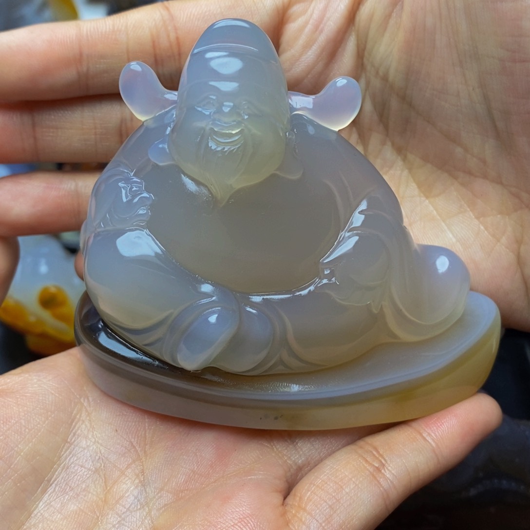 玛瑙/玉髓手把件未镶嵌凸*