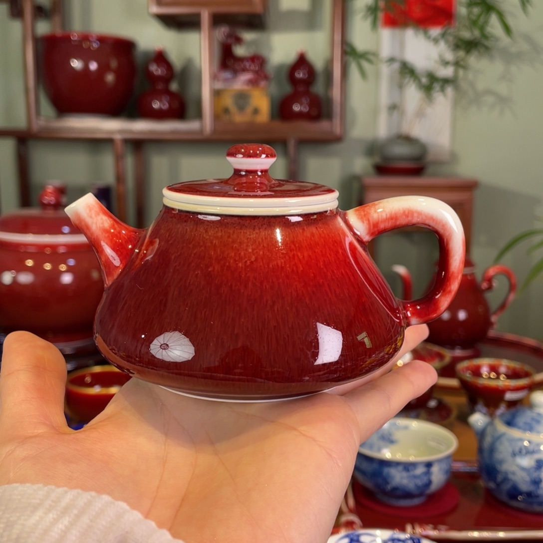 清欢雅玩原矿郎红福利石瓢壶180毫升