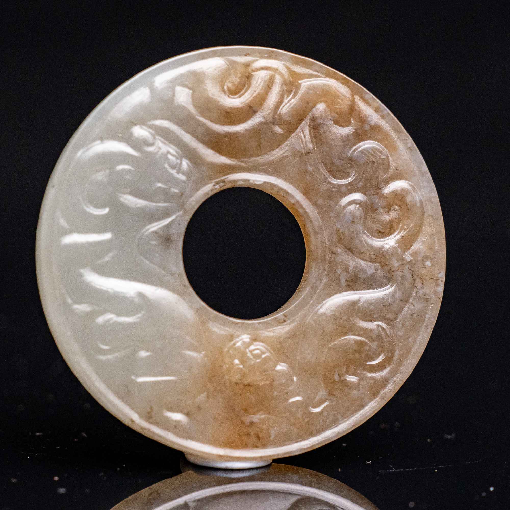 1599清代和田玉刻纹玉璧2230