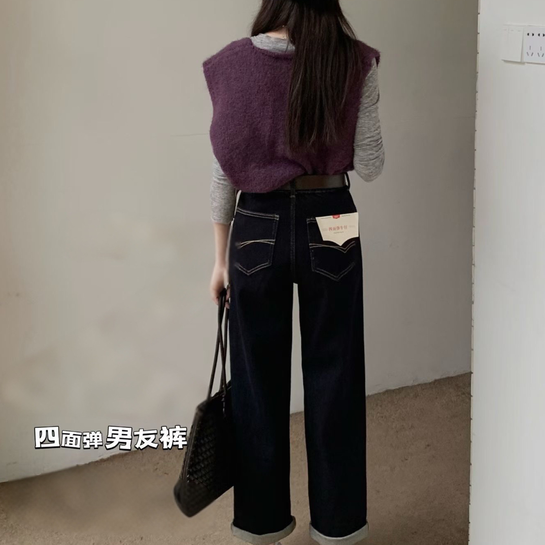 知名度～九纬设计秋款巨显瘦普洗兰窄版男友裤