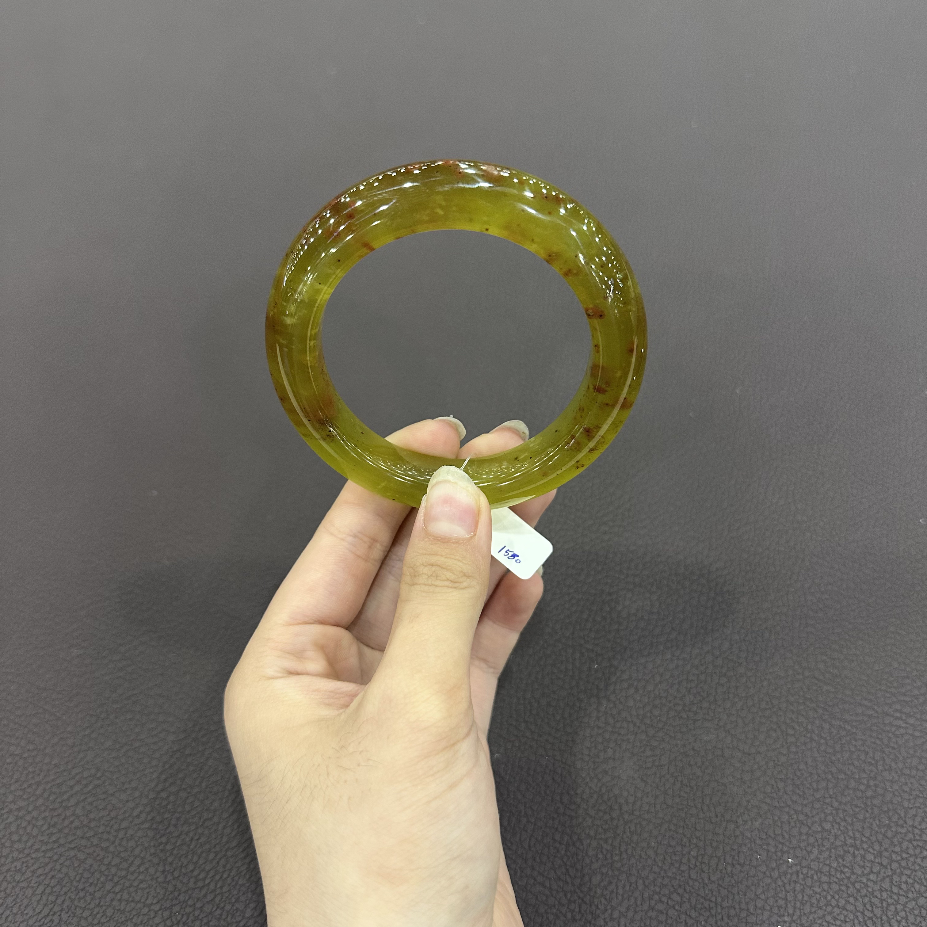 天然岫玉辽阳桂花糕圈口58mm宽14+厚11+