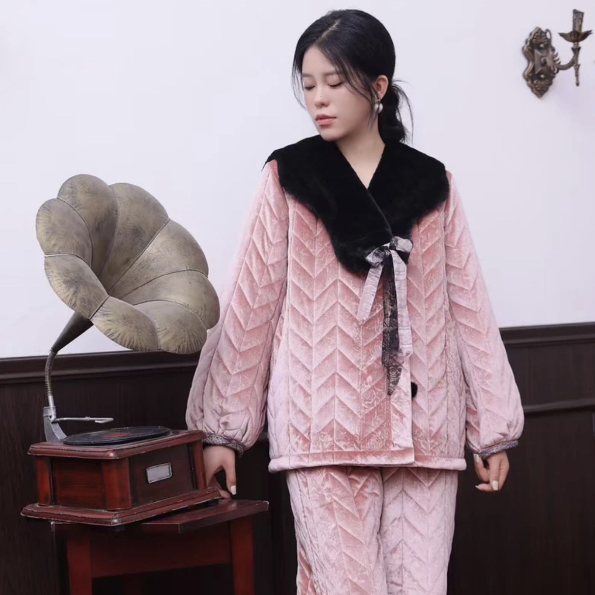 原沐MU.落日玫瑰.软糯时尚加厚可外穿家居服