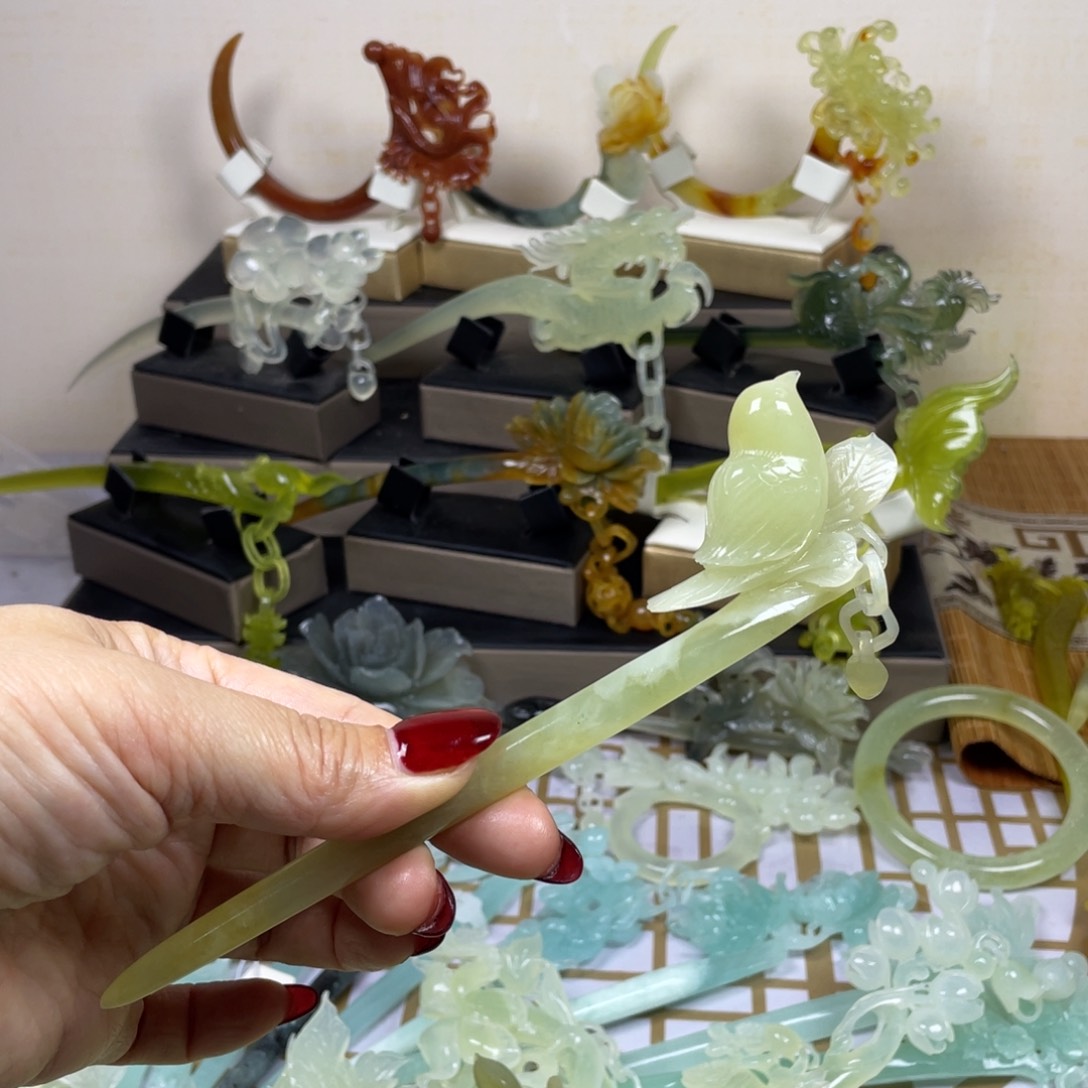 未镶嵌蛇纹石玉发饰