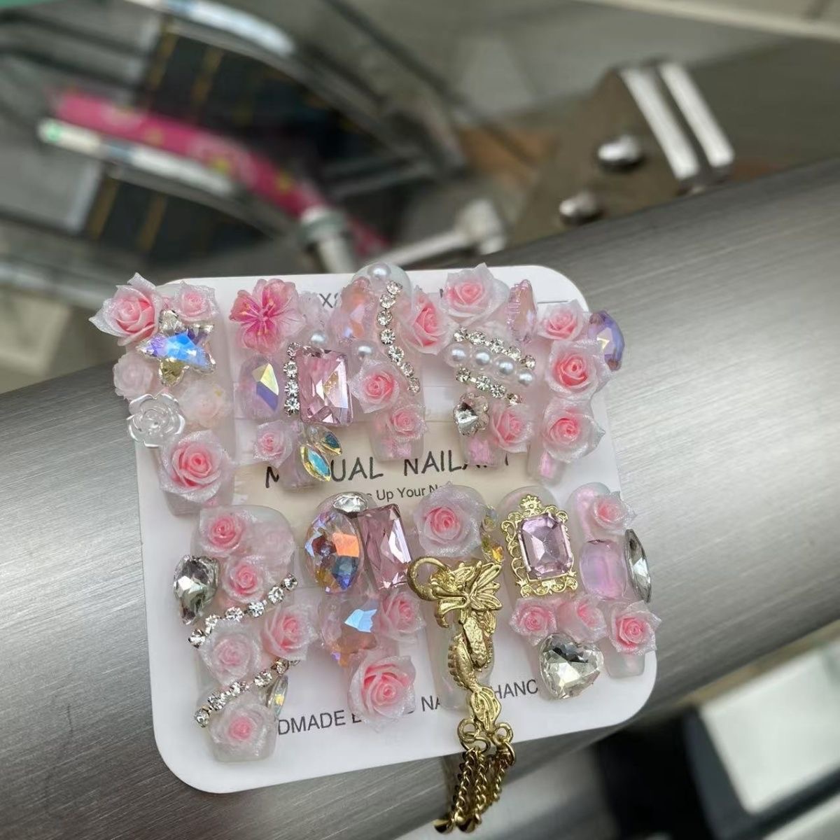 十二星座系列~巨蟹座纯手工穿戴甲重工满钻满花立体钻球定制款
