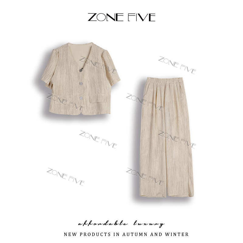 zonefive冰丝皱小香风套装