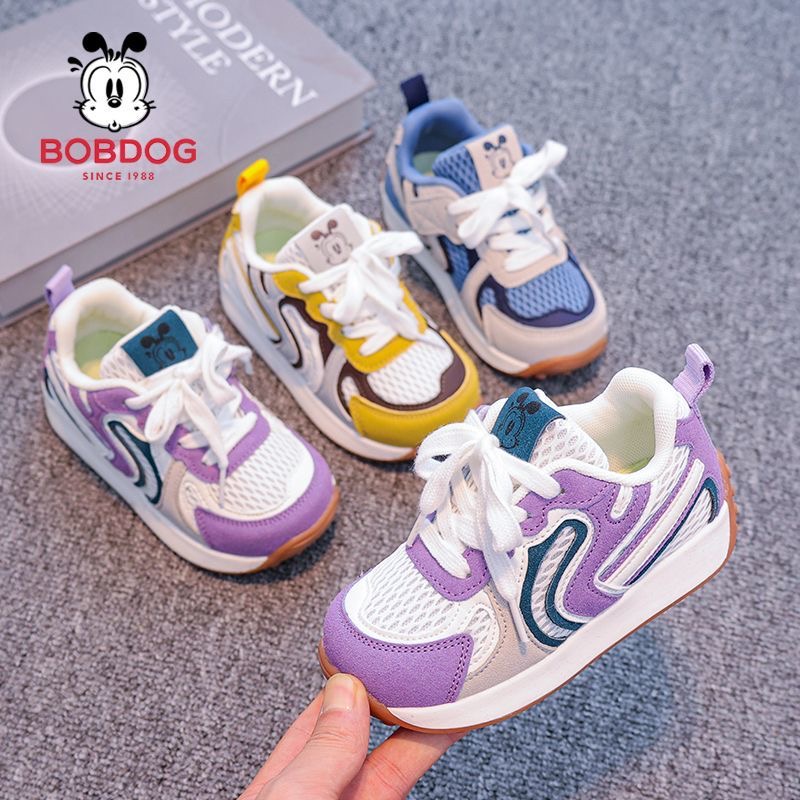 Bobdog/巴布豆透气网面休闲鞋女男童减震跑步鞋运动鞋时尚童鞋
