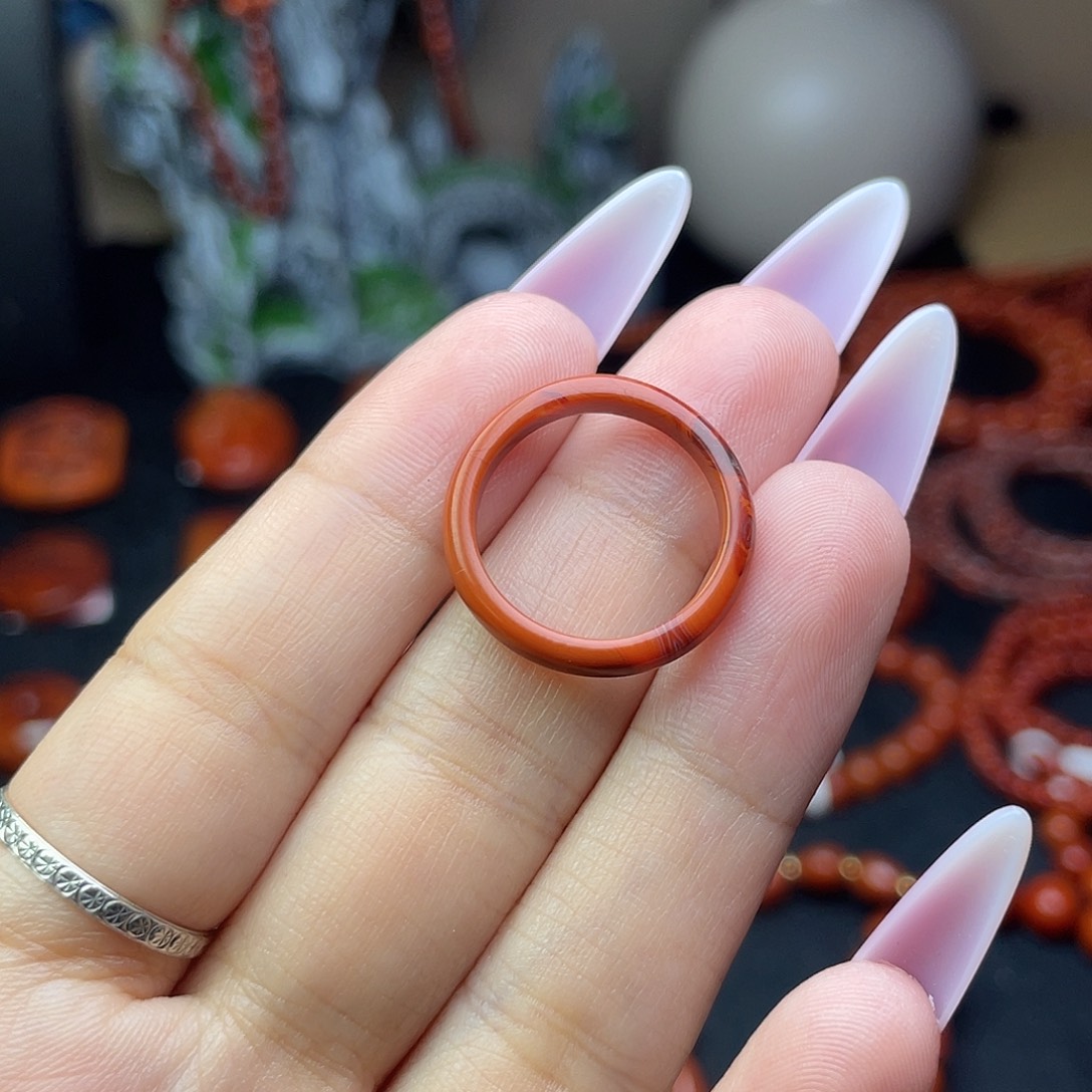 绝***子南红玛瑙未镶嵌戒圈原矿南红戒圈