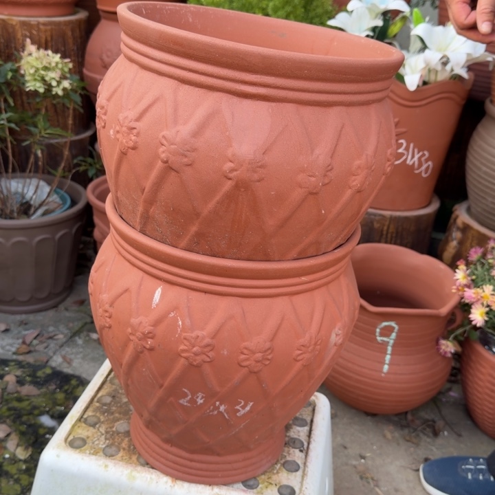 紫砂花盆口28高30宜兴紫砂 