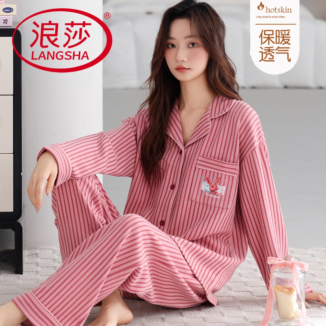 浪莎高级感德绒保暖睡衣女士秋冬季2025年新款韩版加绒家居服套装商品图