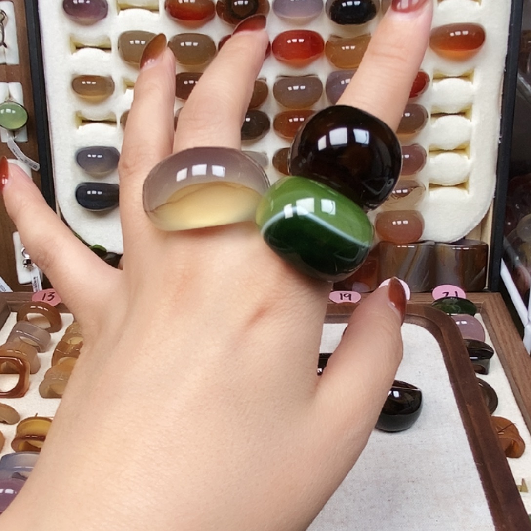 炎***沫玛瑙/玉髓未镶嵌戒指