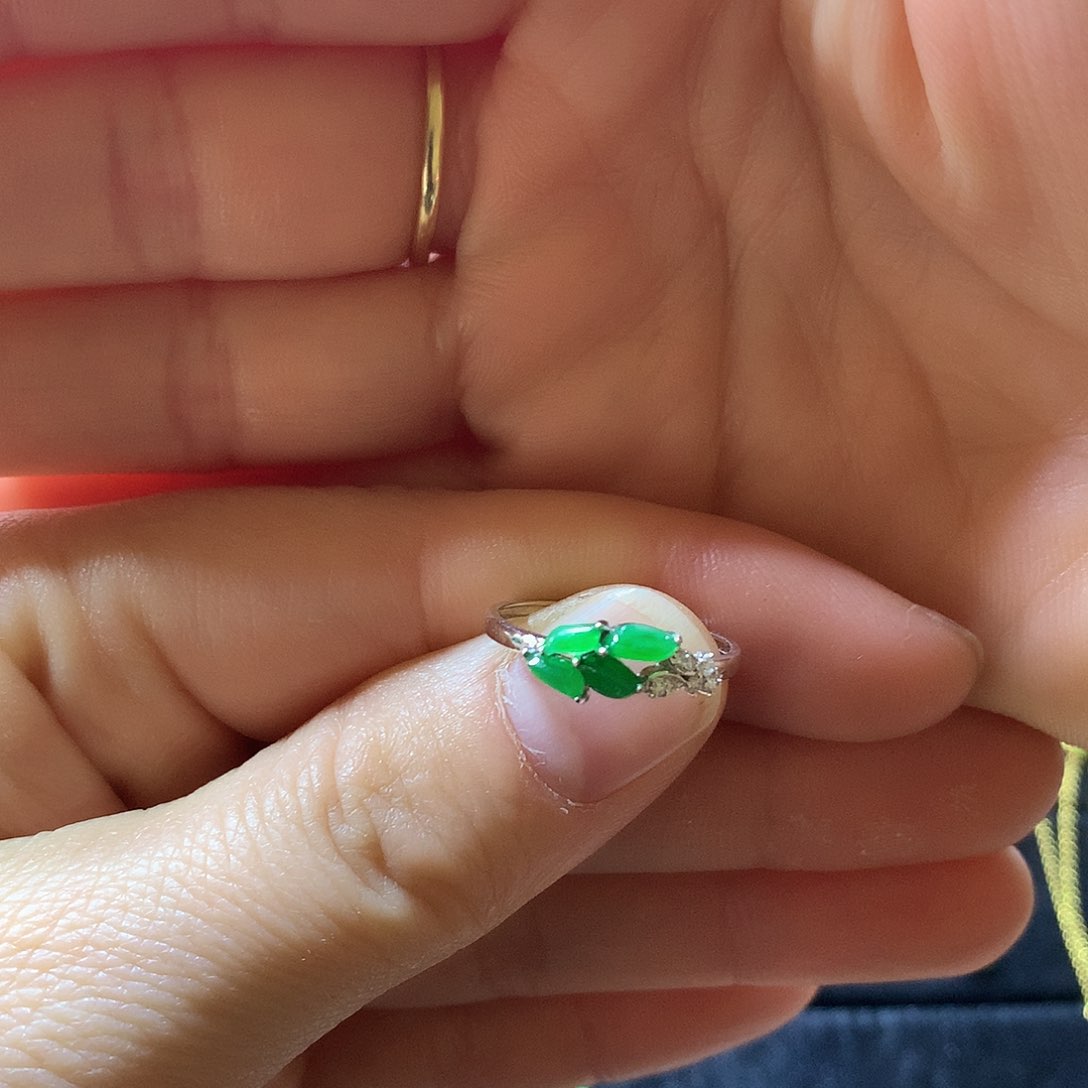 吊坠(不含链)18K金镶嵌翡翠戒指