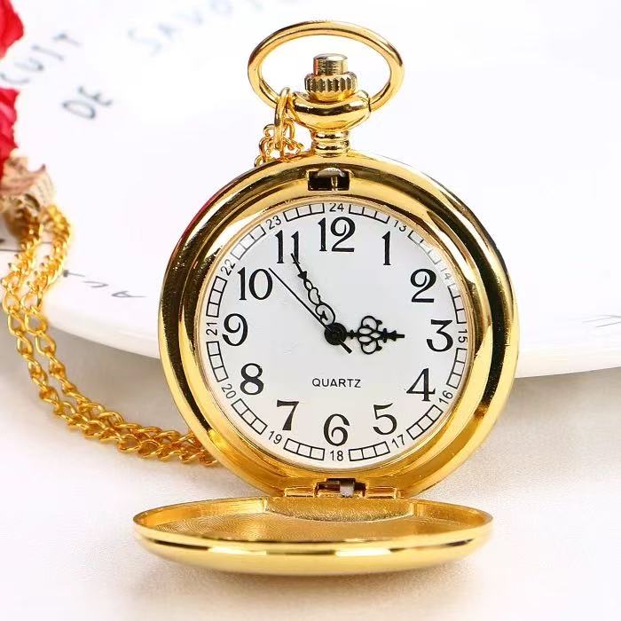 怀表时尚复古创意学生金色数字怀旧翻盖小怀表