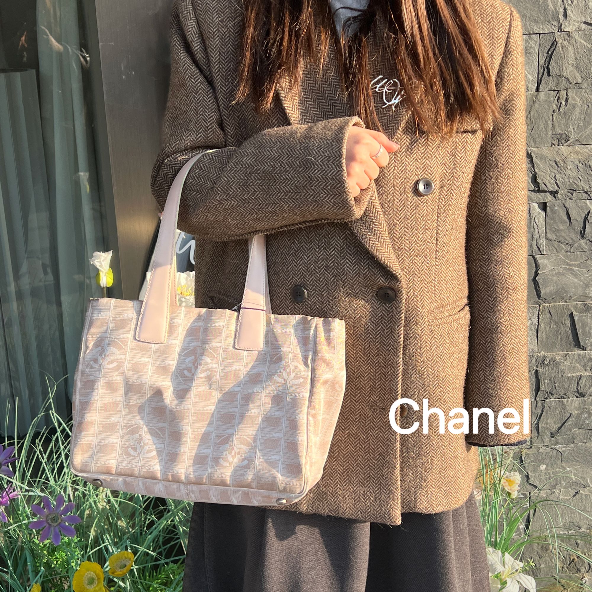 95新 Chanel/香奈儿 K148经典粉冰格小号托特包包95新/代卖服务