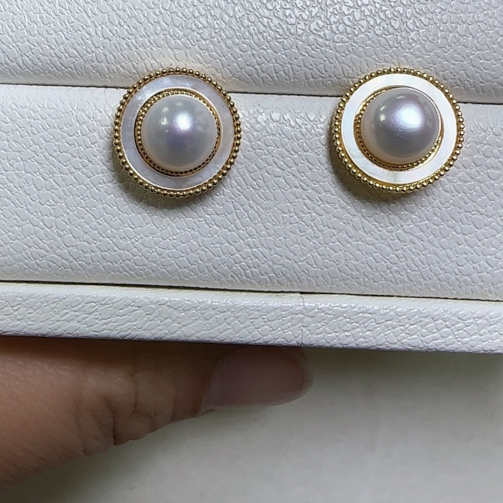 淡水珍珠耳饰合金