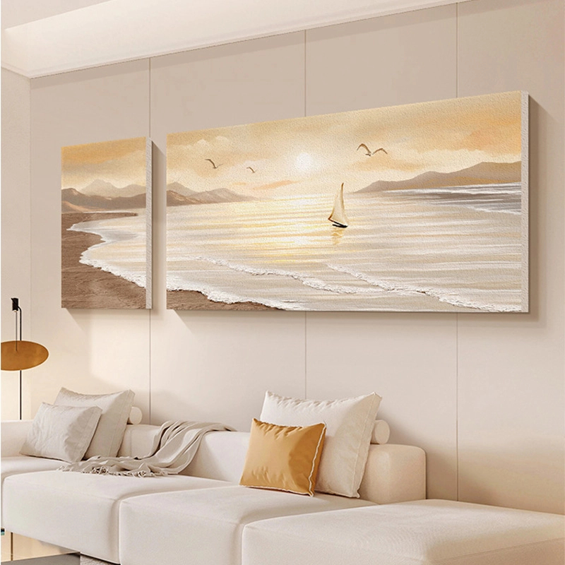 手工砂岩肌理画现代简约客厅装饰画一帆风顺沙发背景墙挂画高级感